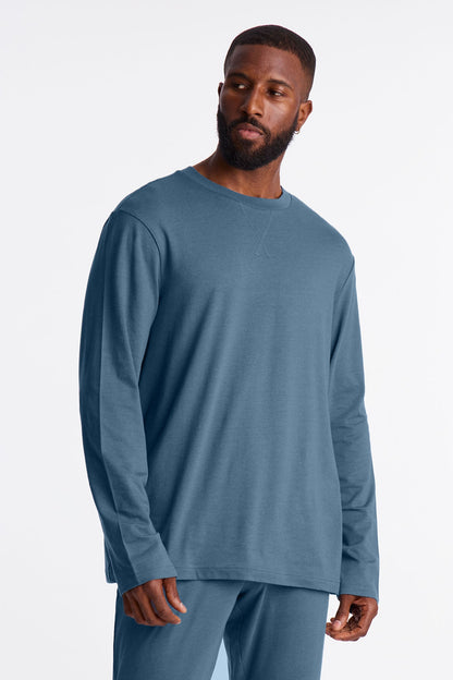 Essential Lounge Long Sleeve Tee - Slate Blue