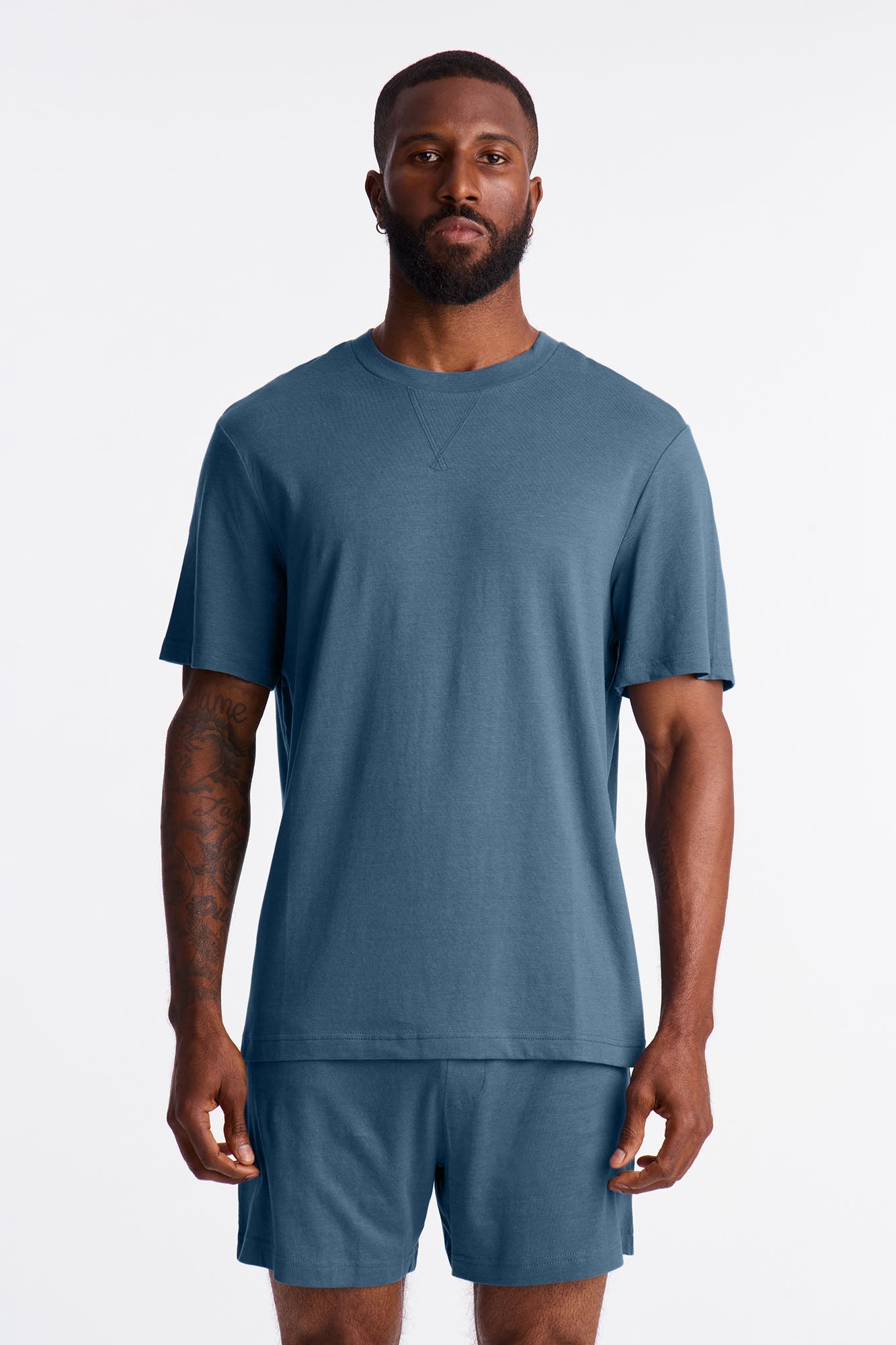 Essential Modal Lounge Short Sleeve Tee - Slate Blue