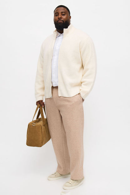 Oversized Willow Ribbed Zip Up Sweater - Cream