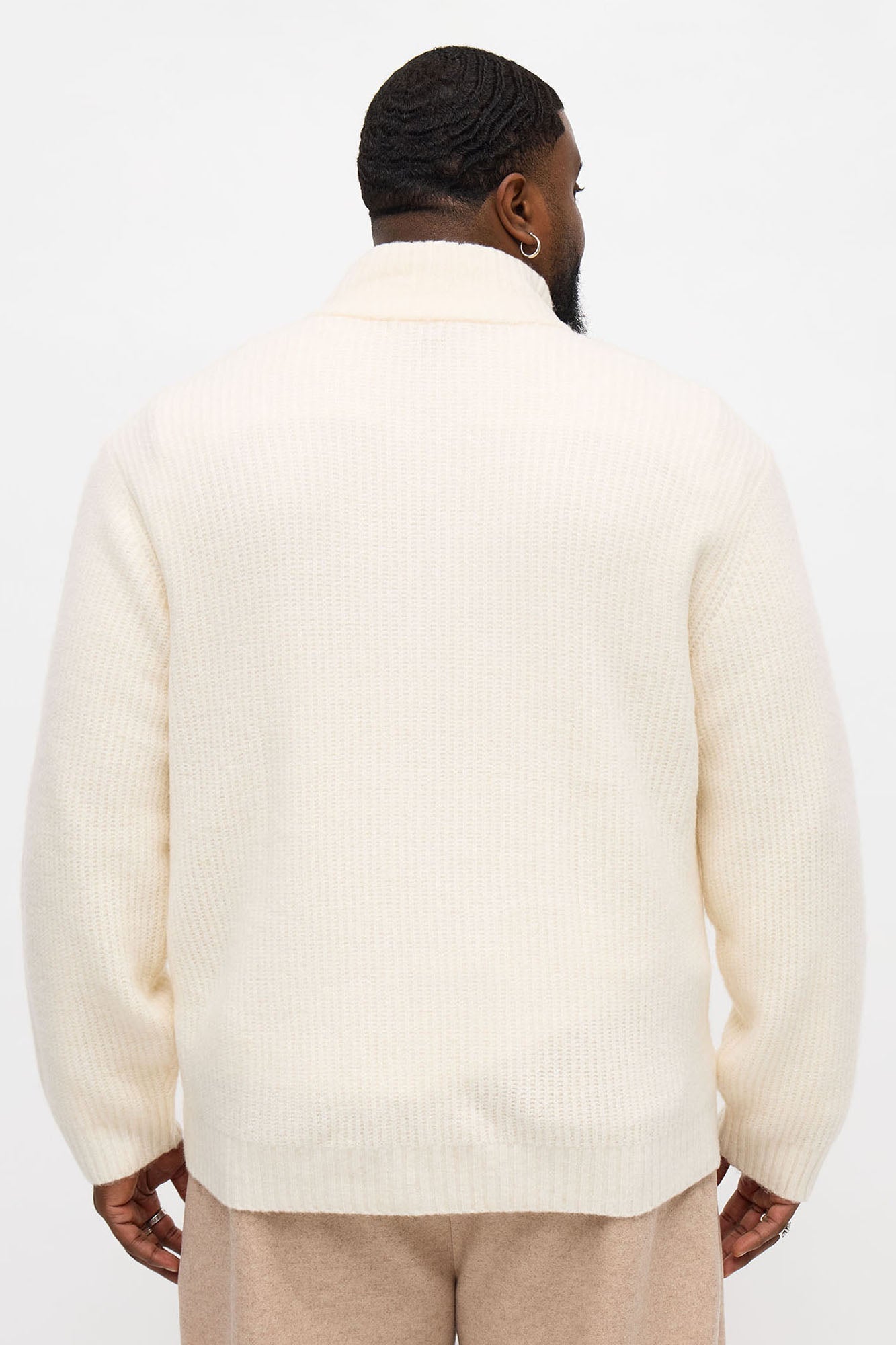 Oversized Willow Ribbed Zip Up Sweater - Cream