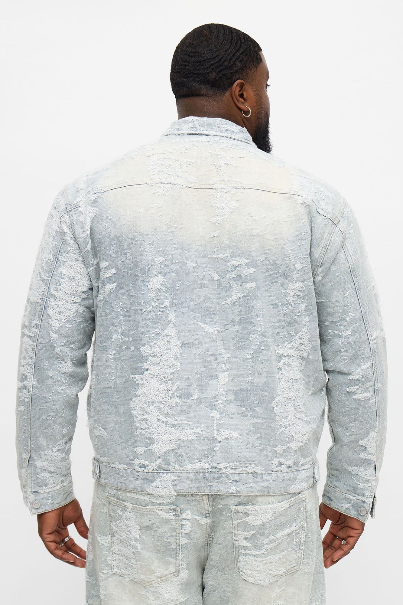 Cropped Fading In And Out Work Jacket - Light Wash