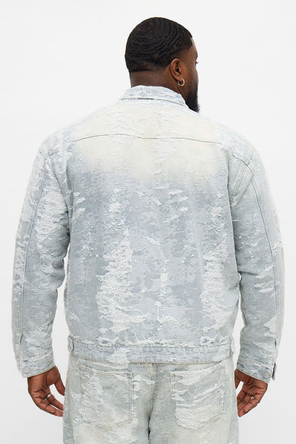 Cropped Fading In And Out Work Jacket - Light Wash