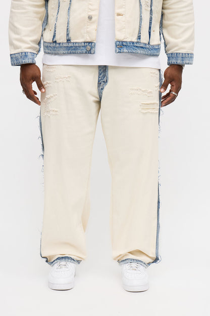 Relaxed Straight Benji Frayed Jean - Off White/combo