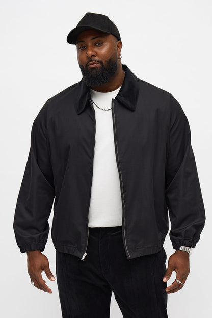 Lincoln Park Textured Collar Bomber Jacket - Black