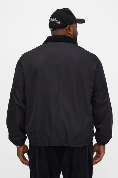 Lincoln Park Textured Collar Bomber Jacket - Black