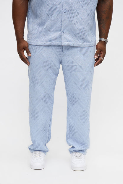 Straight Twist Weave Textured Pant - Light Blue