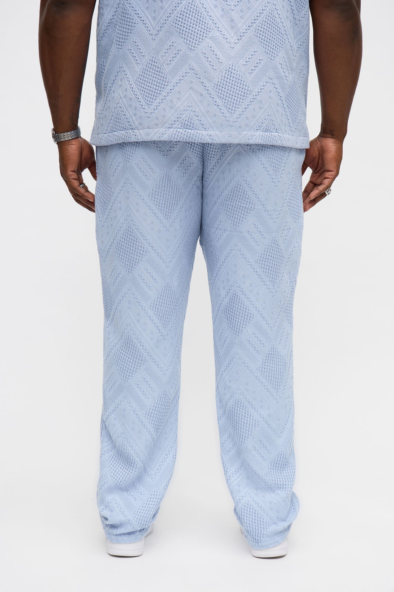 Straight Twist Weave Textured Pant - Light Blue