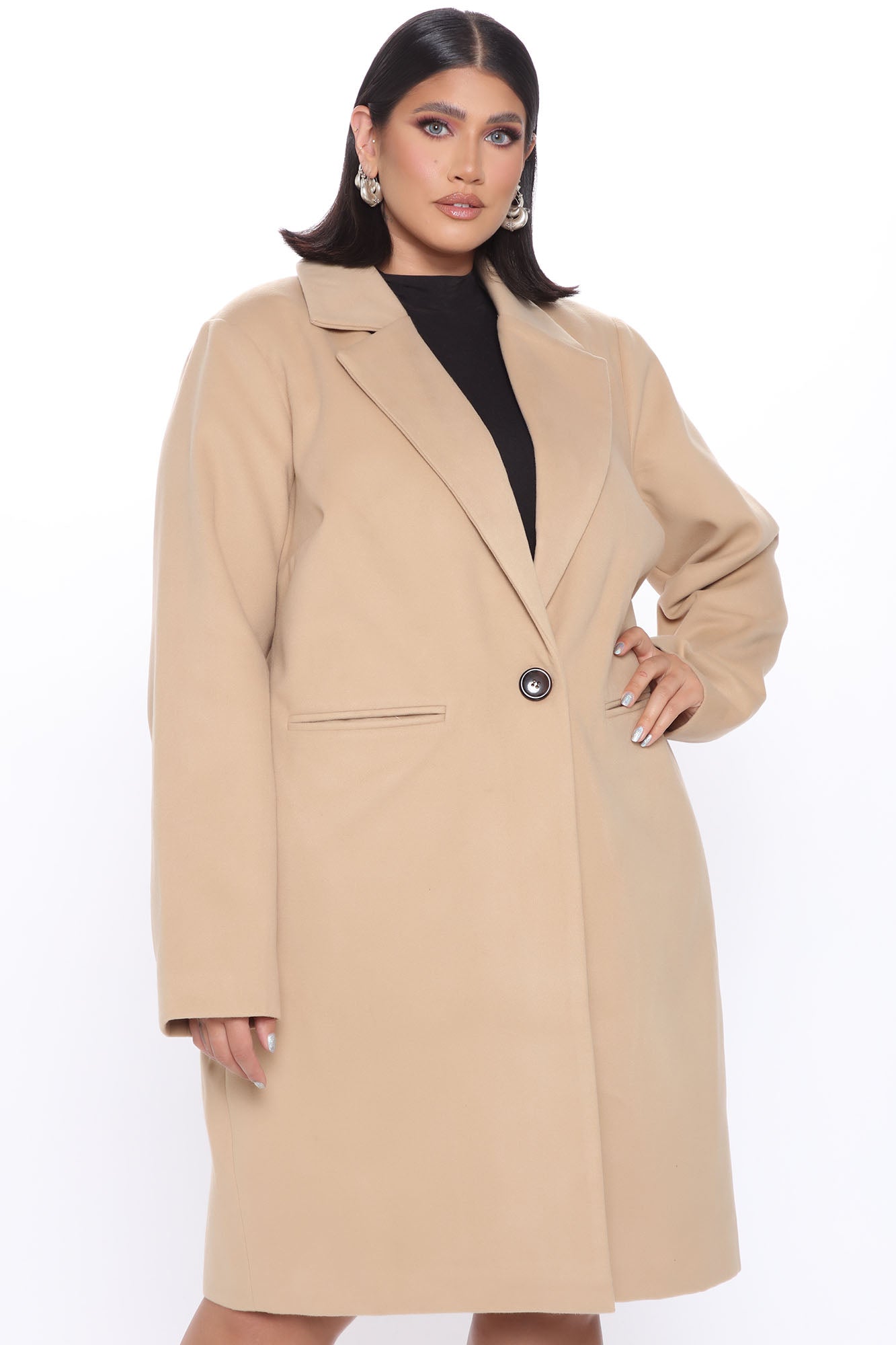 City Chic Coat - Taupe