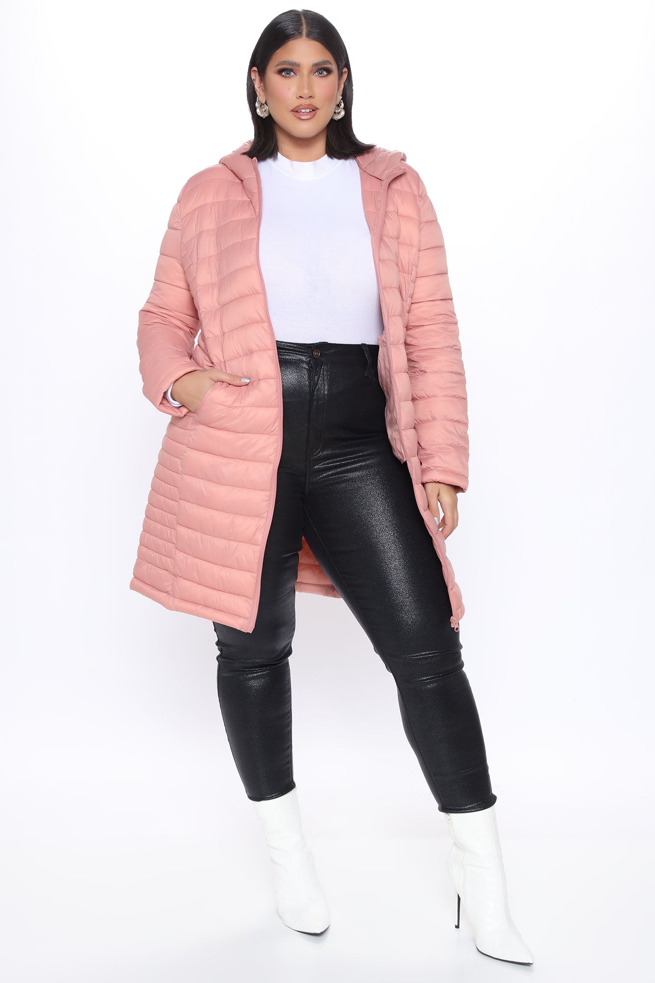 Padded Landing Puffer Coat - Mauve