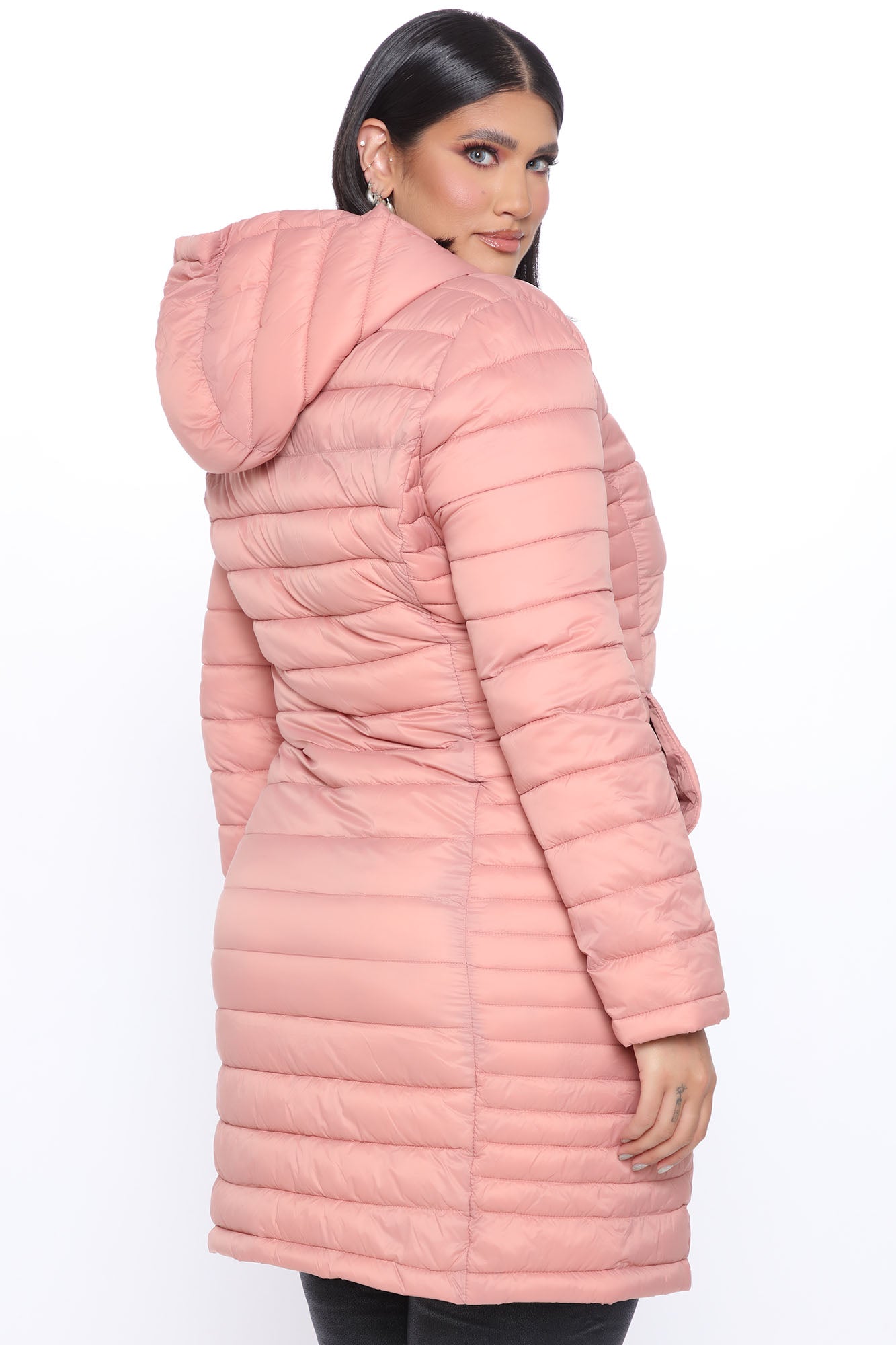 Padded Landing Puffer Coat - Mauve