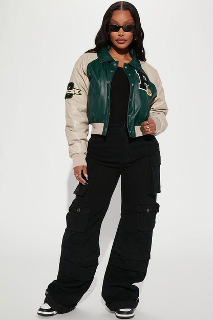 Walk The Hallways Varsity Jacket - Green/combo