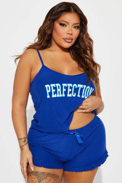 I Am Perfection PJ Short Set - Blue