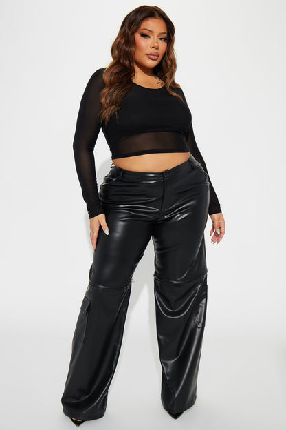 On The Edge Convertible Faux Leather Pant - Black