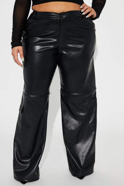 On The Edge Convertible Faux Leather Pant - Black
