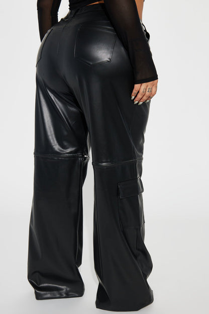 On The Edge Convertible Faux Leather Pant - Black