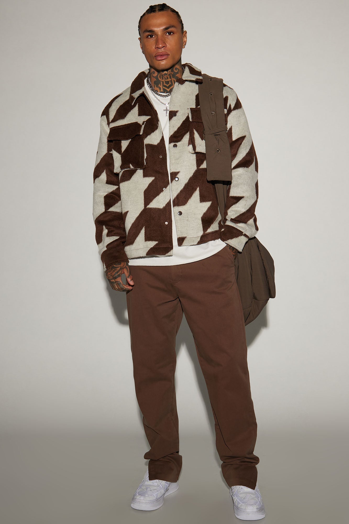 Charlie Felt Shacket - Brown/combo