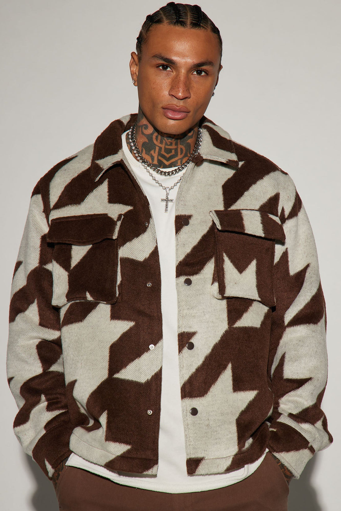 Charlie Felt Shacket - Brown/combo