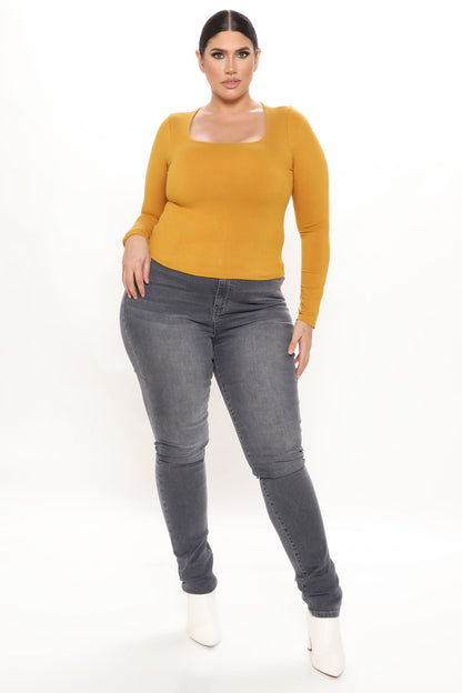 Yasmeen Square Neck Top - Mustard