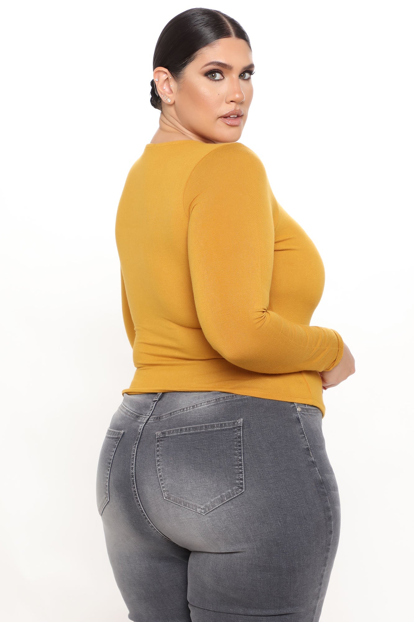 Yasmeen Square Neck Top - Mustard
