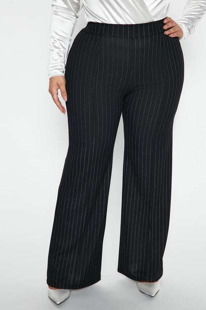 Petite Victoria High Waisted Dress Pant Pinstripe - Black/White