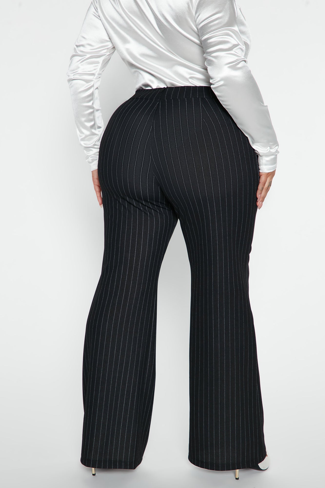 Petite Victoria High Waisted Dress Pant Pinstripe - Black/White