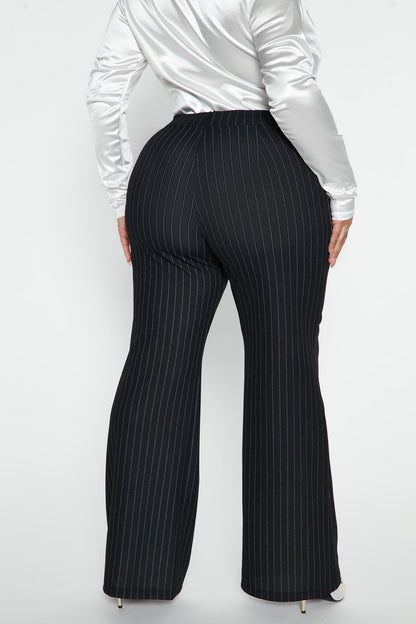 Petite Victoria High Waisted Dress Pant Pinstripe - Black/White