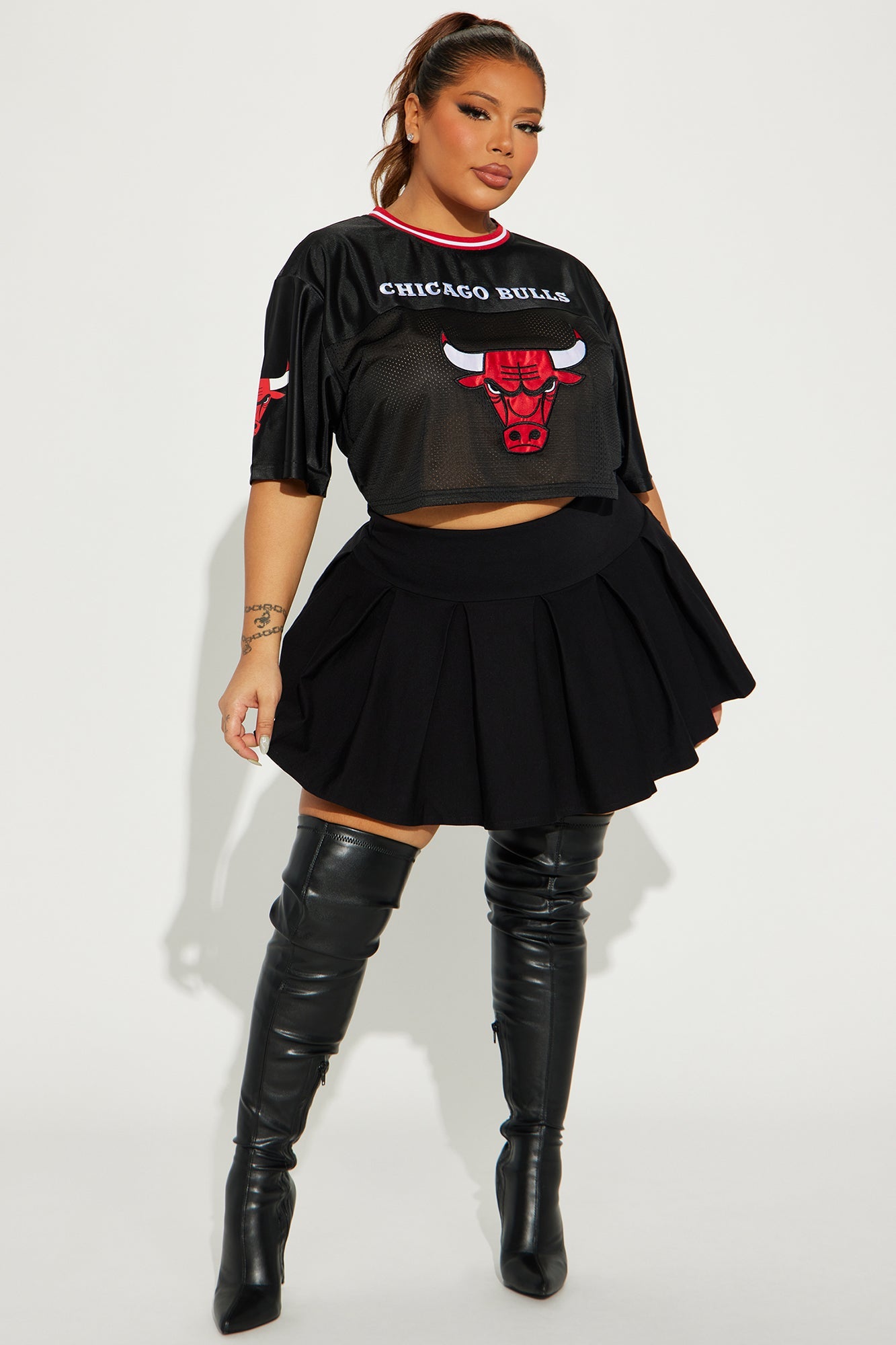 Chicago Bulls Cropped Fashion Top - Black