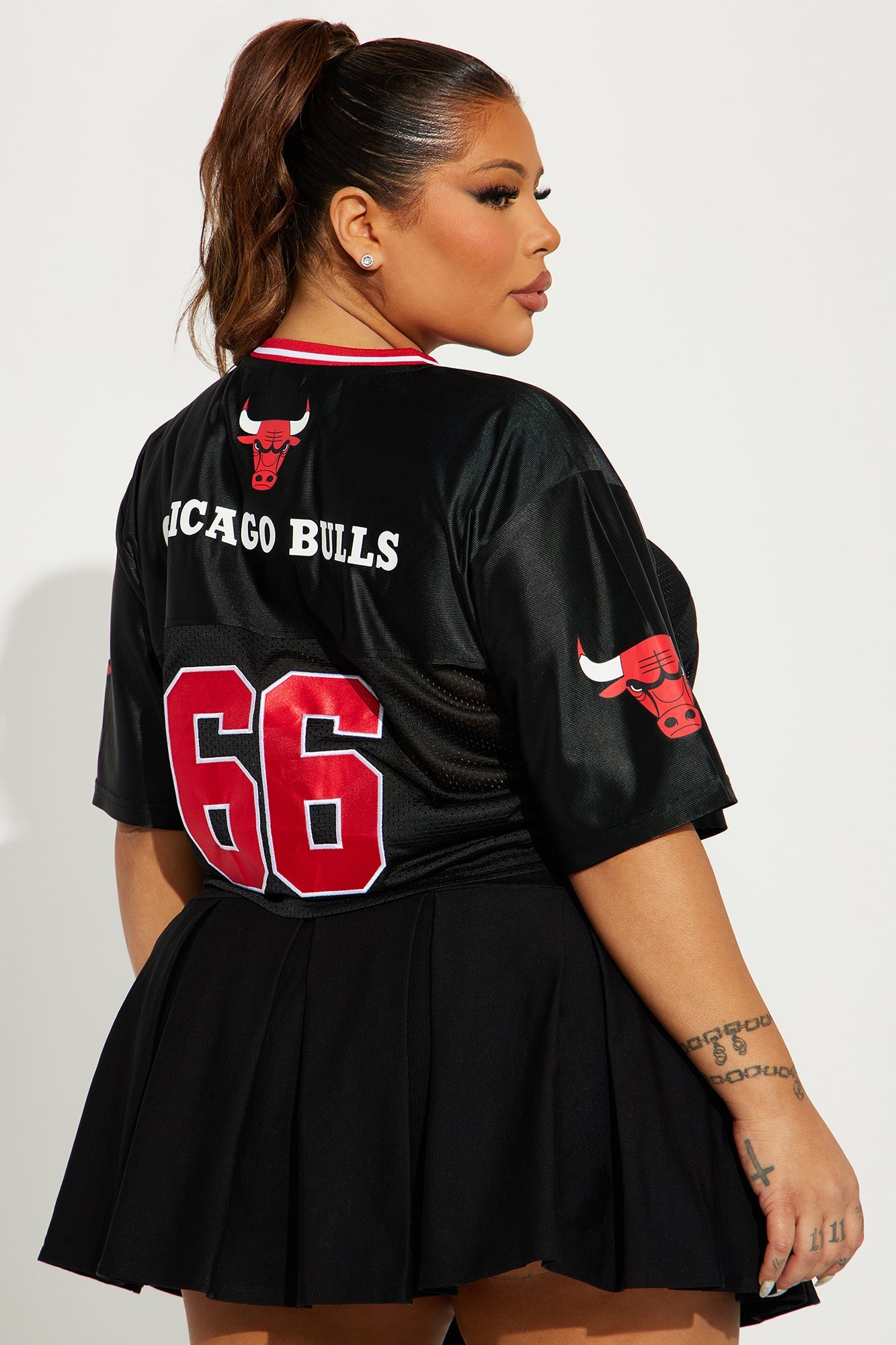 Chicago Bulls Cropped Fashion Top - Black