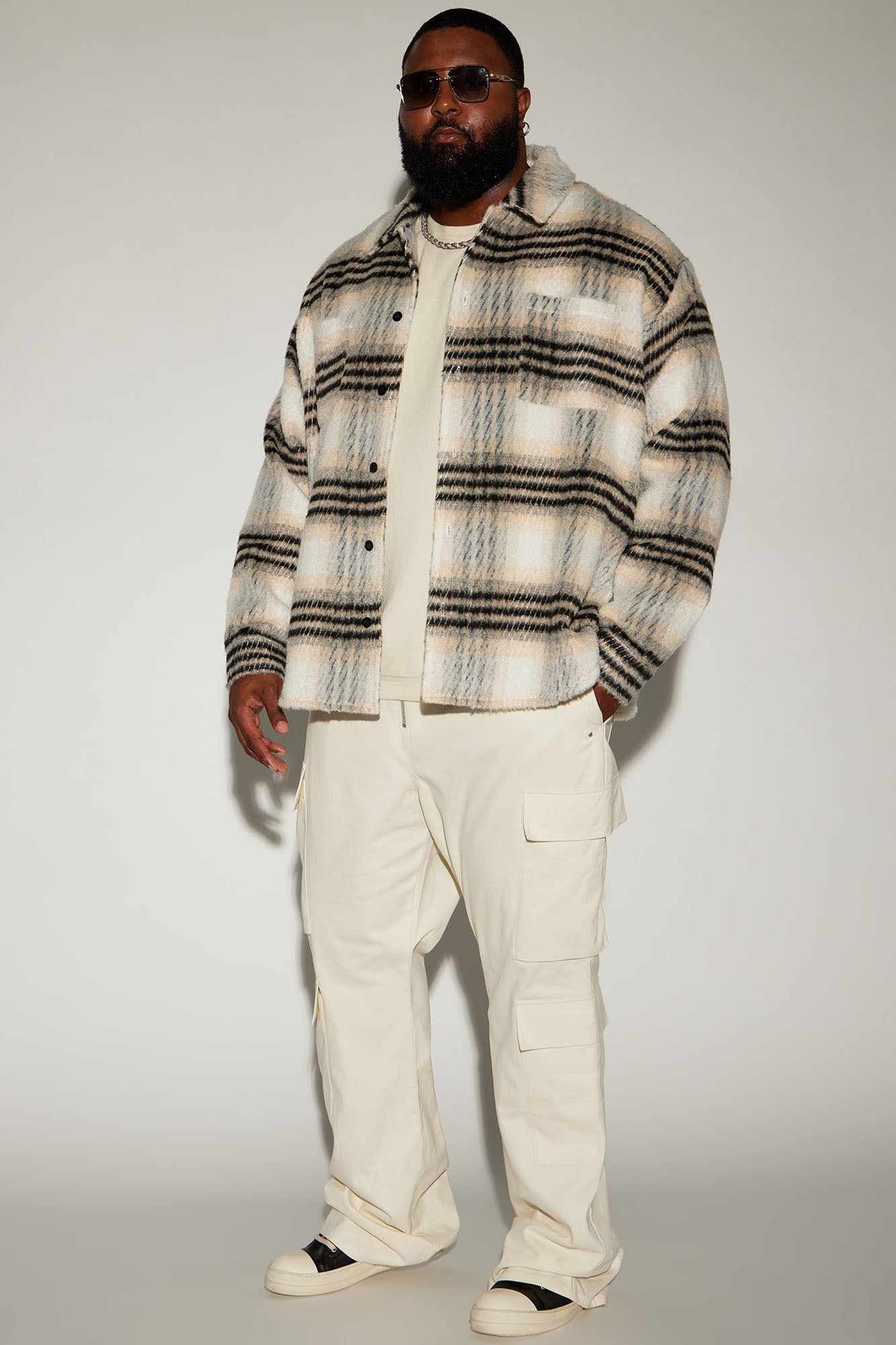 Move Up Plaid Shacket - Black/combo