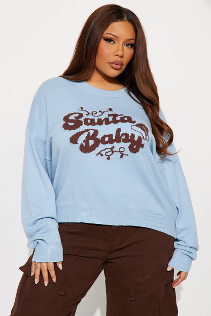 Santa Baby Cropped Sweater - Blue/combo