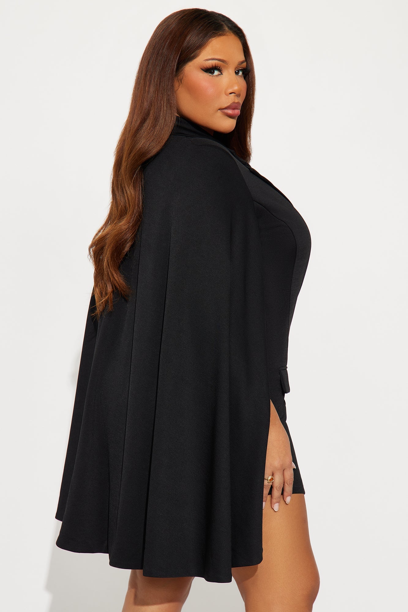 Hustler Empire Cape Sleeve Romper - Black