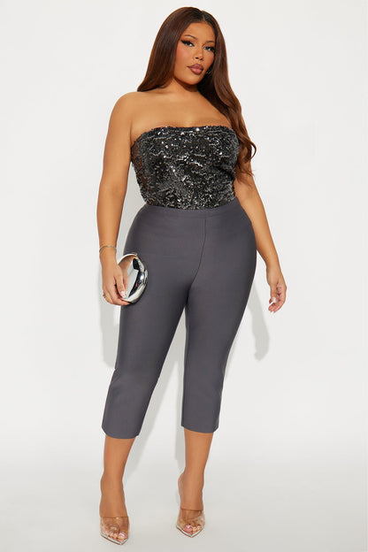 Jasmine Bandage Capri Pant - Charcoal