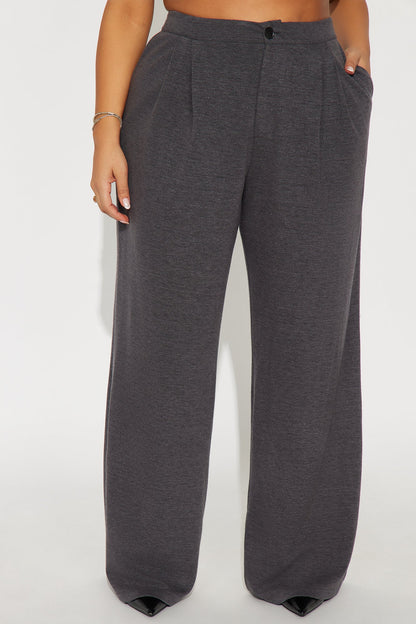 Wilma Wide Leg Trousers 33″ - Charcoal