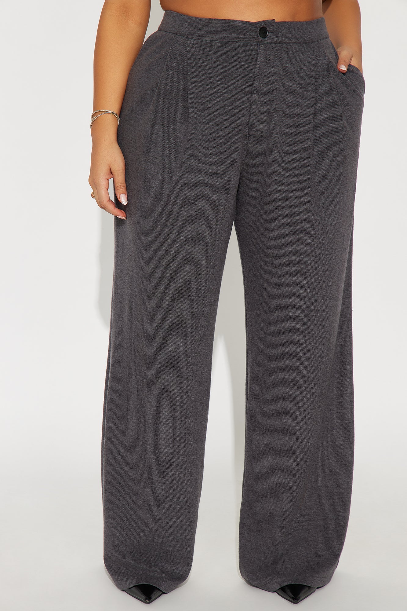 Wilma Wide Leg Trousers 33″ - Charcoal