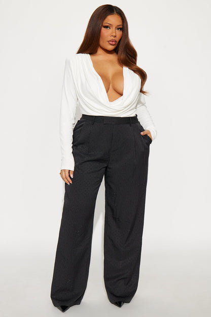 Office Glow Rhinestone Pinstripe Trouser Pant 32″ - Black