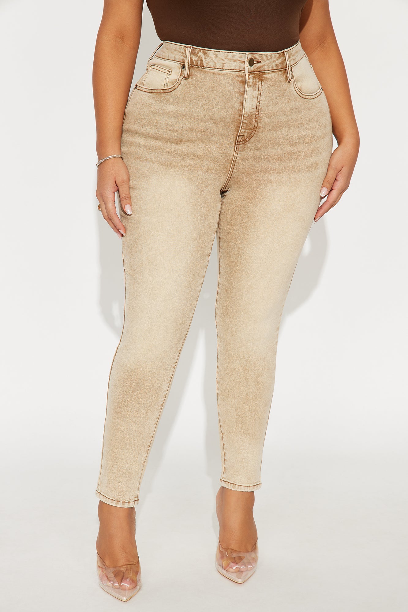 Highly Motivated High Rise Skinny Jeans - Tan