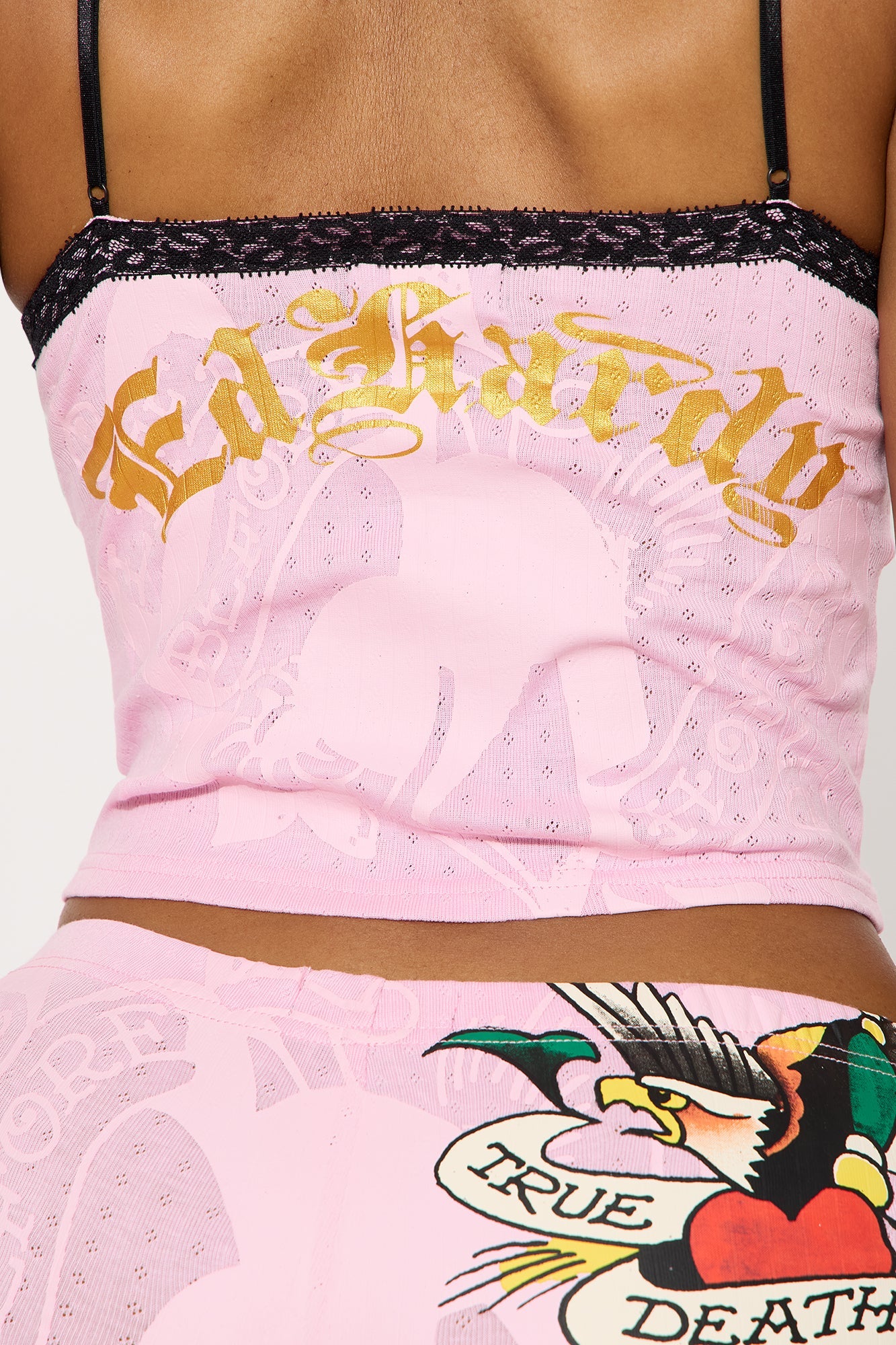 Ed Hardy Heart Pointelle Cami PJ Short Set - Pink