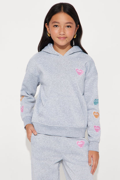 Mini XOXO Cutie Pie Wide Leg Pant Set - Heather Grey
