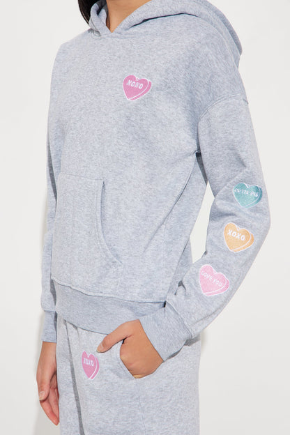 Mini XOXO Cutie Pie Wide Leg Pant Set - Heather Grey
