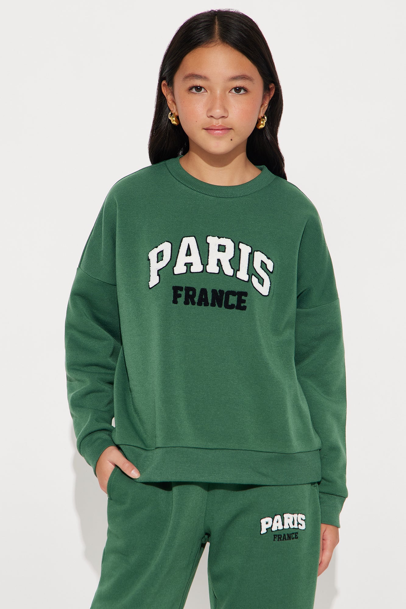 Mini Staying In Paris Jogger Set - Hunter