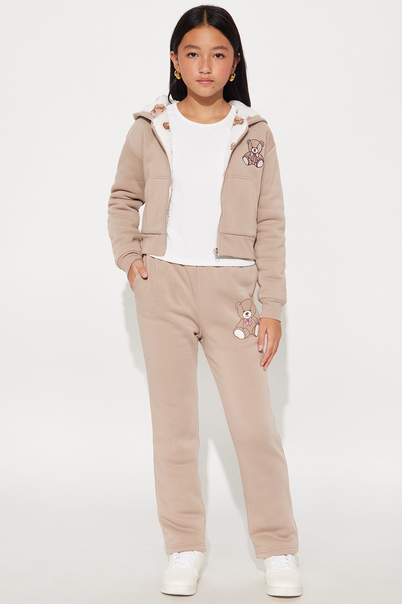 Mini Cozy Teddy Wide Leg Pants - Taupe