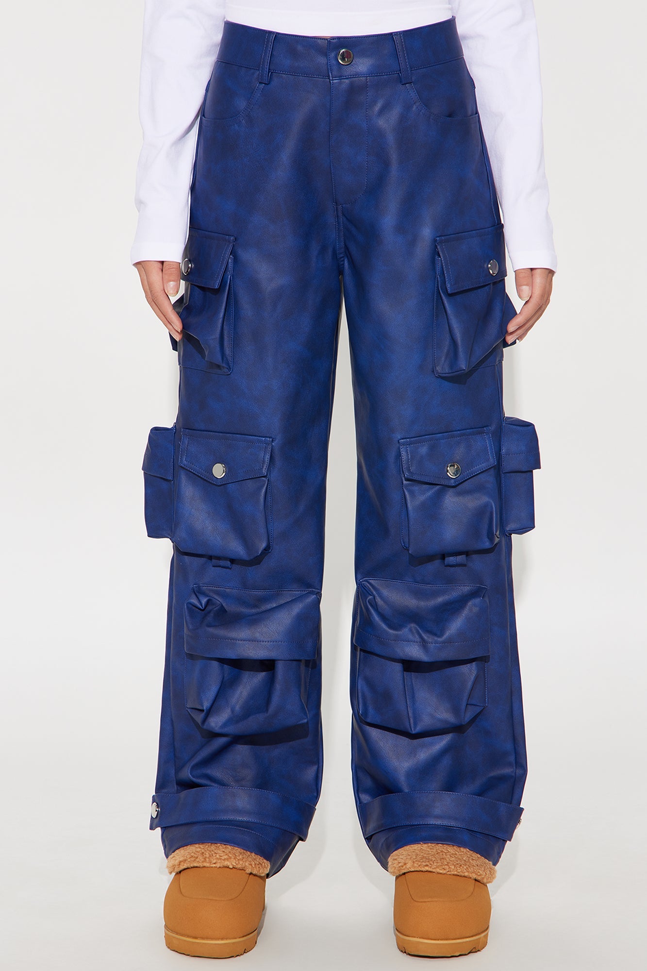 Mini Weekend Warrior Washed Faux Leather Cargo Pant - Blue
