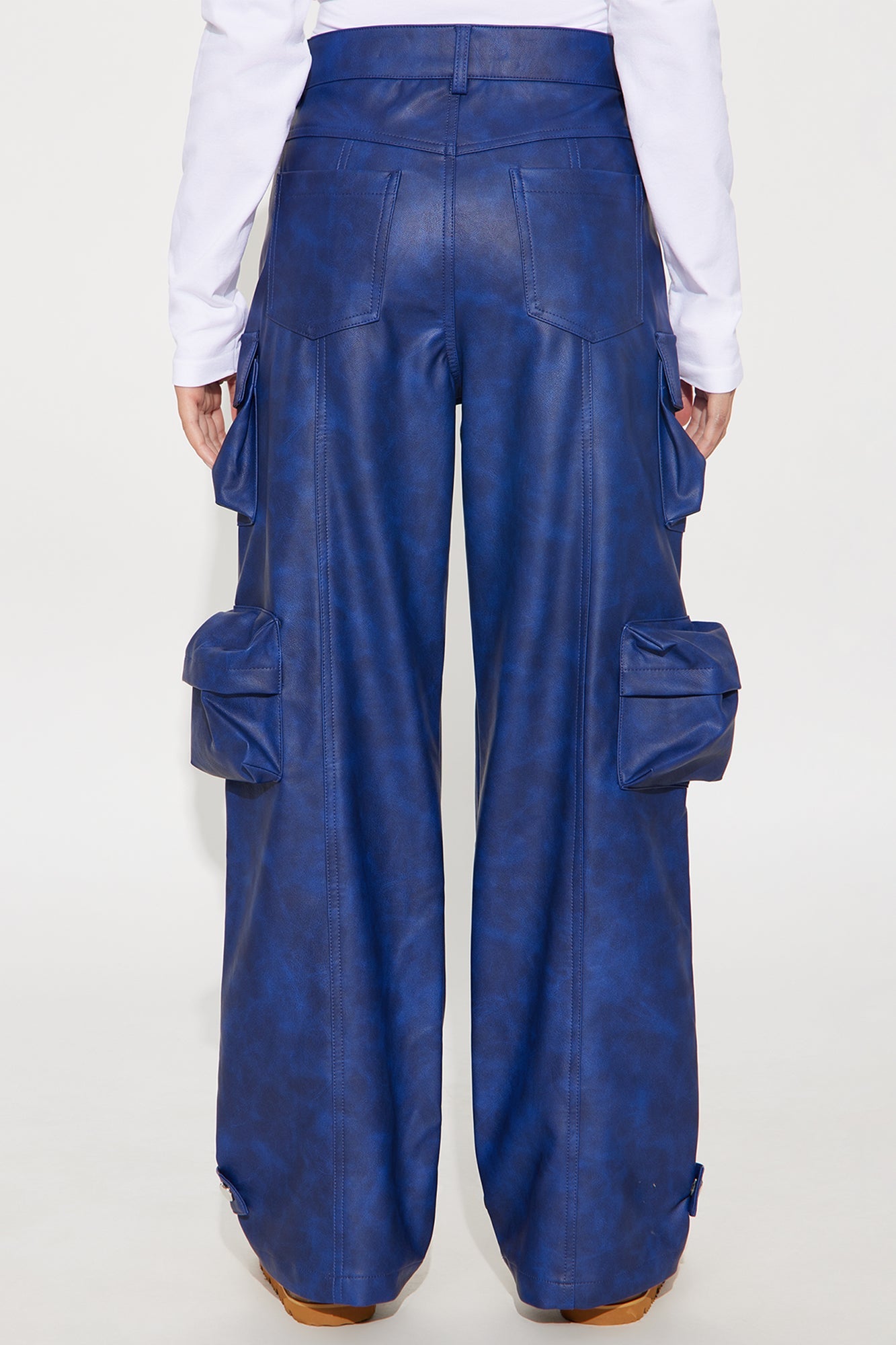 Mini Weekend Warrior Washed Faux Leather Cargo Pant - Blue