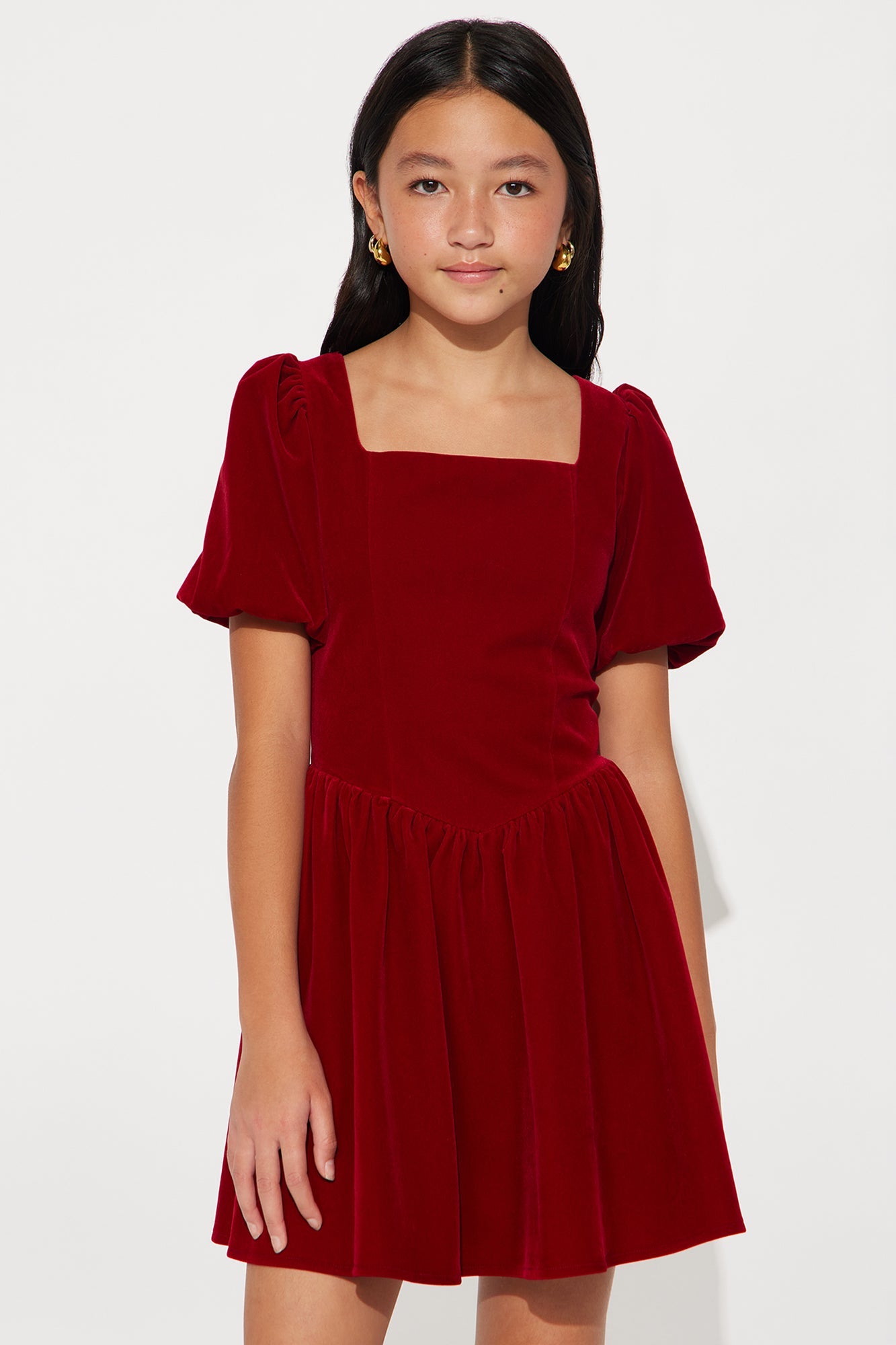 Mini Joyce Velvet Dress - Wine