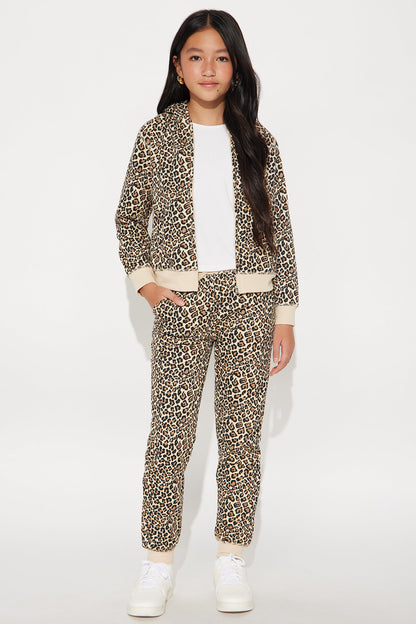 Mini Too Fierce Sherpa Lined Pant Set - Leopard