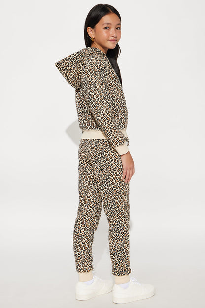 Mini Too Fierce Sherpa Lined Pant Set - Leopard