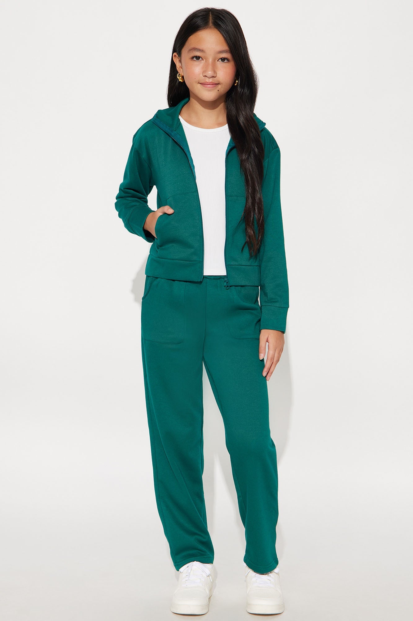 Mini Blake Zip Up Fleece Pant Set - Hunter