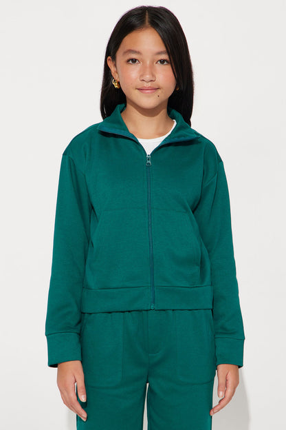 Mini Blake Zip Up Fleece Pant Set - Hunter