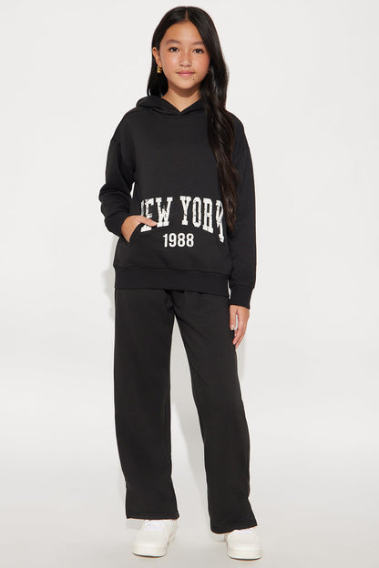 Mini My Destination Washed Fleece Pant Set - Black