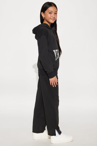 Mini My Destination Washed Fleece Pant Set - Black